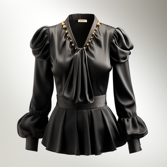 BLOUSE WITH PLEATED SLEEVES